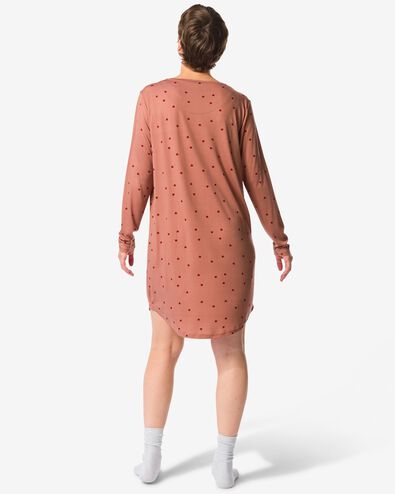 damesnachthemd micro hartjes middenbruin XL - 23408034 - HEMA