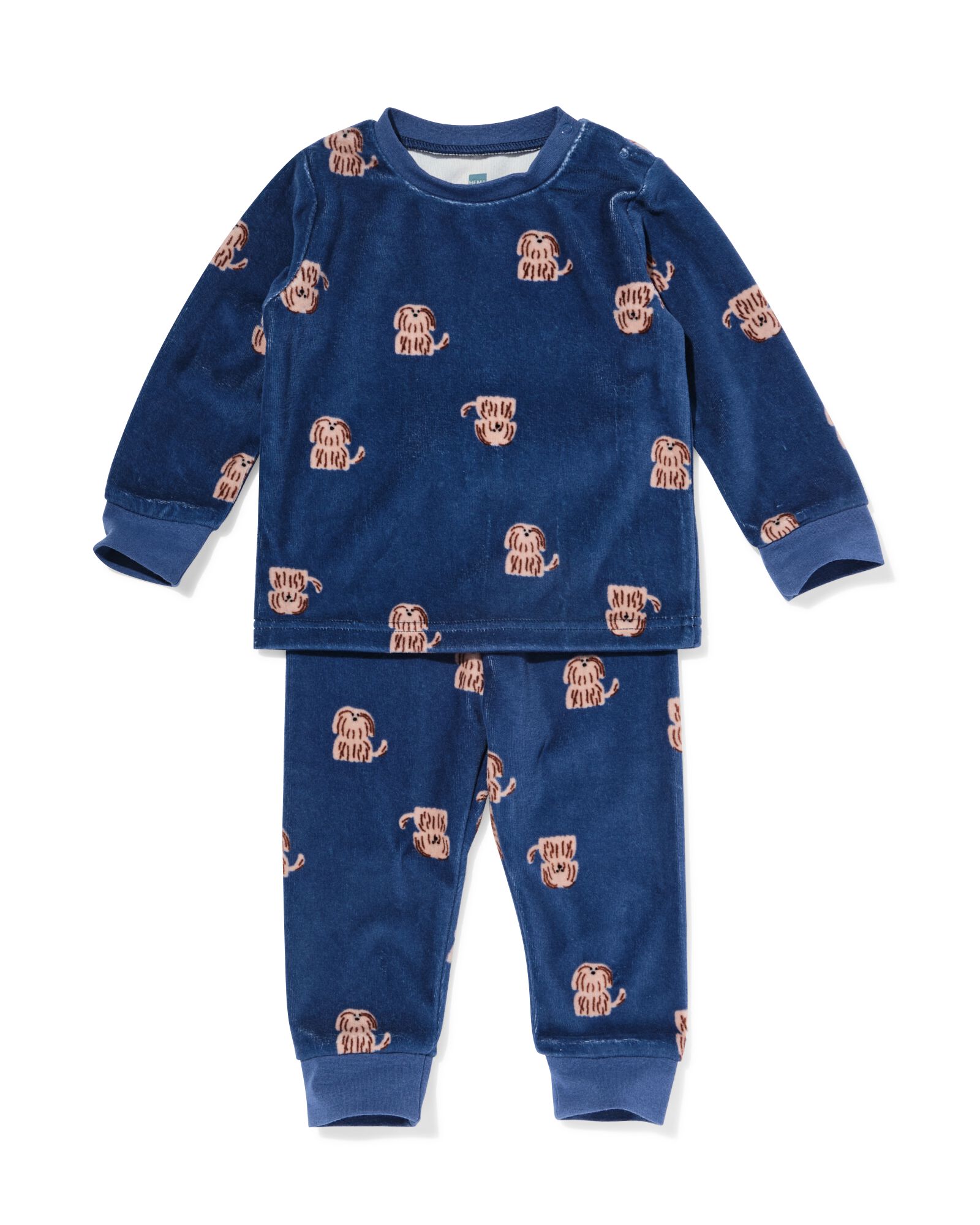 babypyjama velvet hond blauw - 33309950BLUE - HEMA