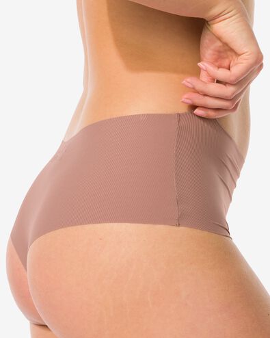 damesstring hoge taille micro rib ultimate comfort lichtbruin lichtbruin - 19640645LIGHTBROWN - HEMA