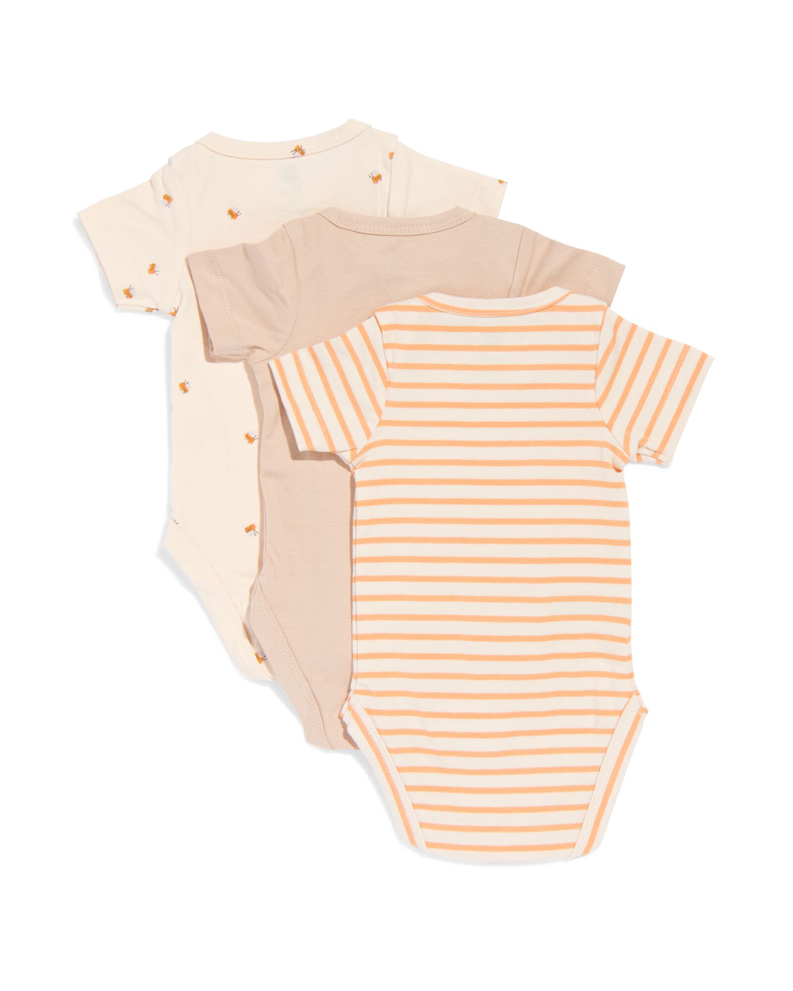 Strampler Baumwolle mit Stretch &ndash; 3 St&uuml;ck sandfarben - 33337440SAND - HEMA