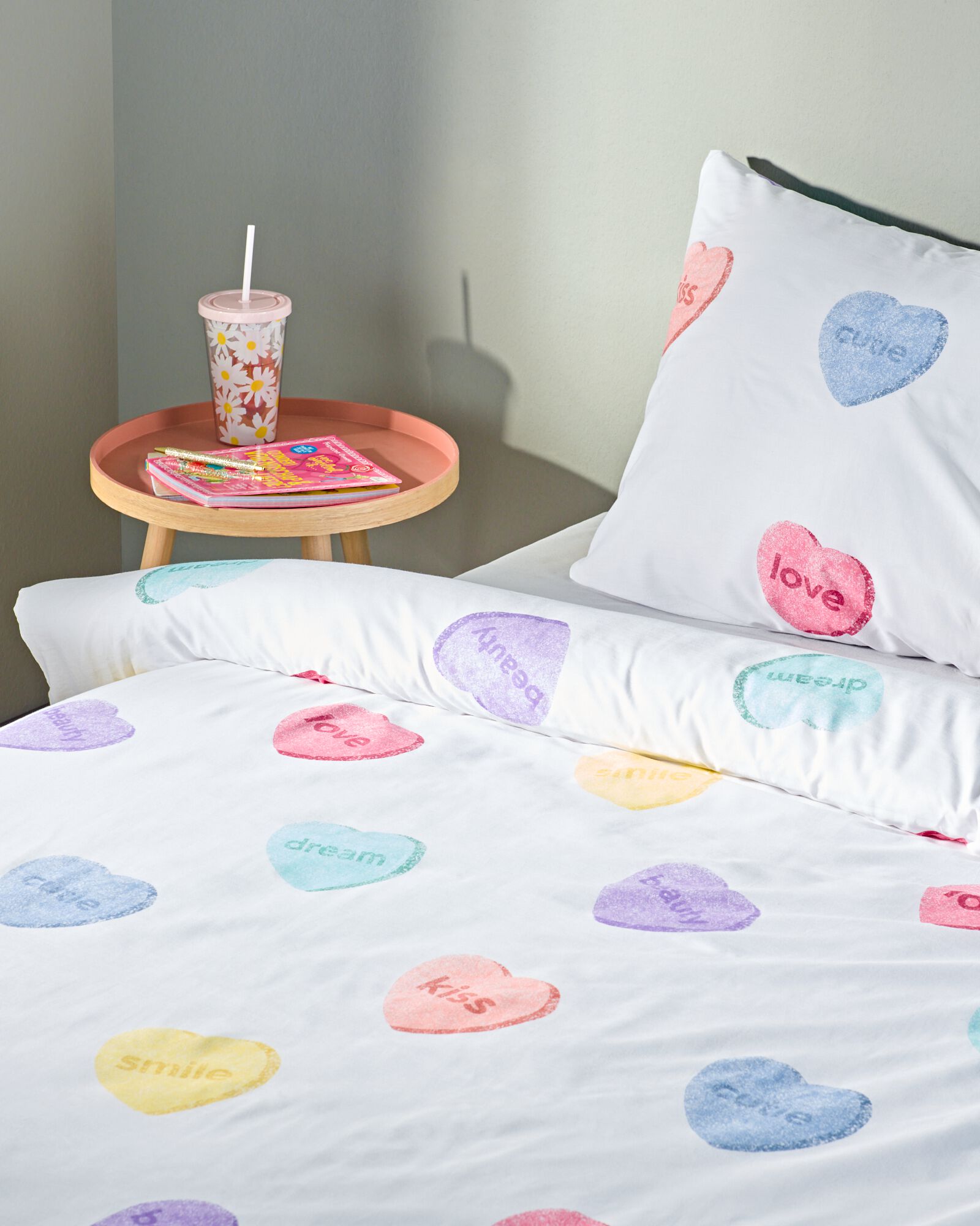 housse de couette enfant 140x200 coton doux petits c&oelig;urs - 5730211 - HEMA