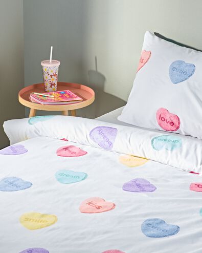 housse de couette enfant 140x200 coton doux petits c&oelig;urs - 5730211 - HEMA