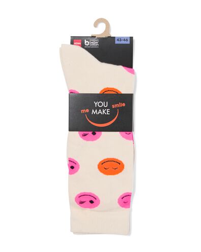 sokken voor volwassenen 'smile' beige beige - 4141110BEIGE - HEMA