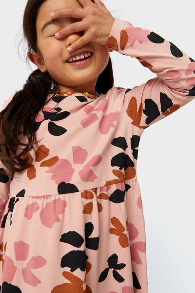 Kinder-Kleid mit Blumen rosa rosa - 1000028090 - HEMA