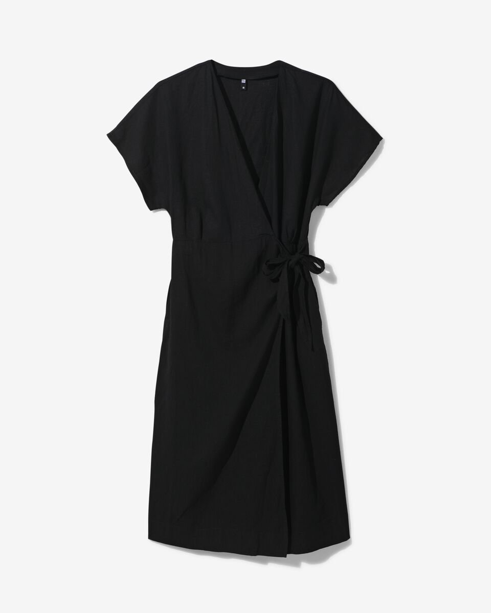 robe portefeuille femme Raiza avec lin noir - 1000031358 - HEMA