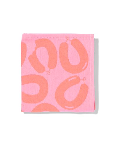 torchon 65x65 cm coton saucisses rose - 5440008 - HEMA