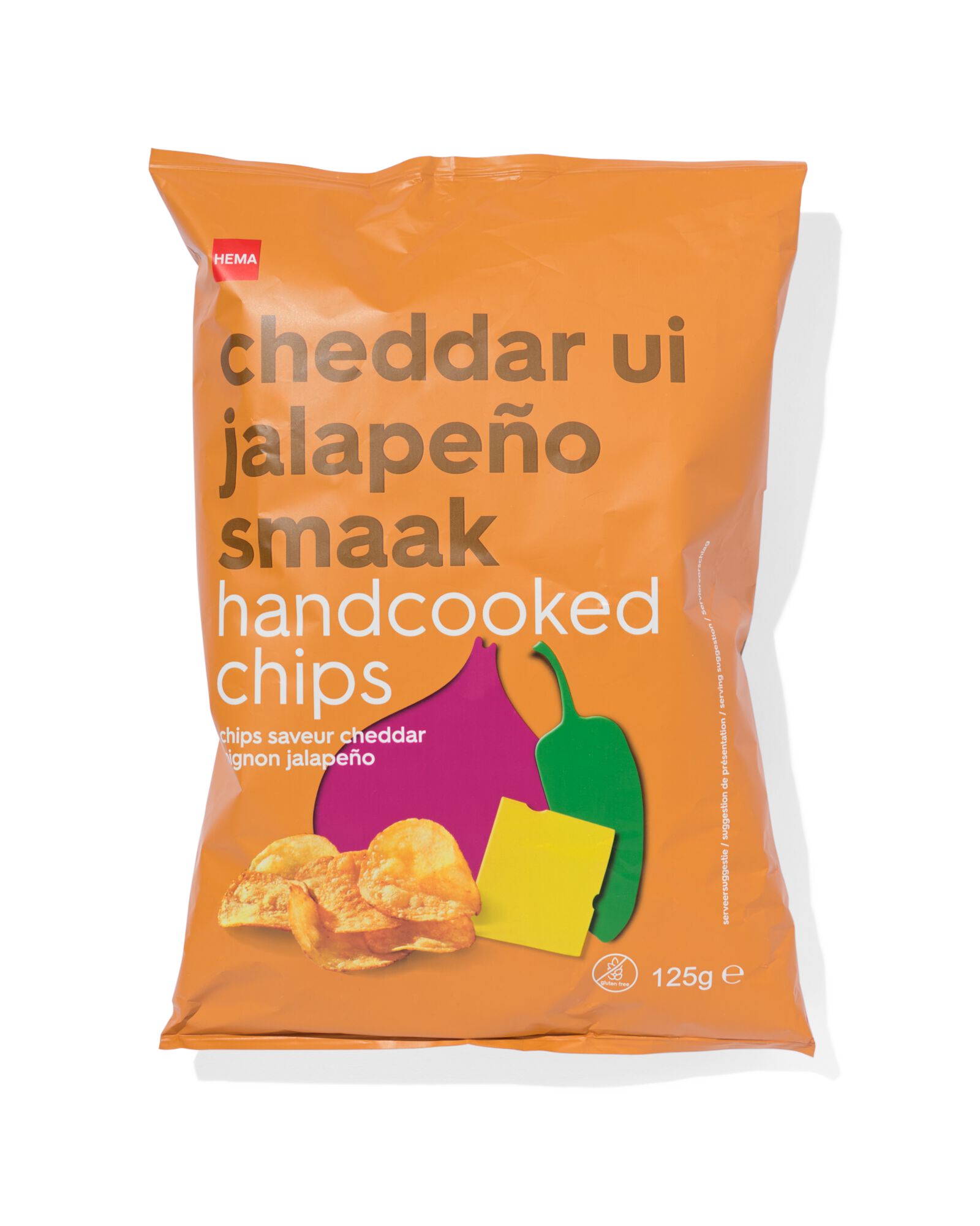 aardappelchips cheddar ui jalape&ntilde;o 125gram - 10680006 - HEMA