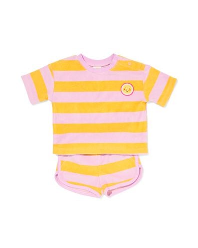 babykledingset comfy fit badstof strepen paars paars - 33029580PURPLE - HEMA