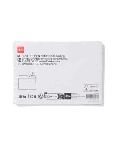 Briefumschl&auml;ge C6 Wei&szlig; &ndash; 40 St&uuml;ck - 14100157 - HEMA