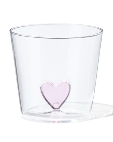 verre &agrave; eau ⌀8,5x8 cm verre amour petit c&oelig;ur dans le fond  - 60800113 - HEMA