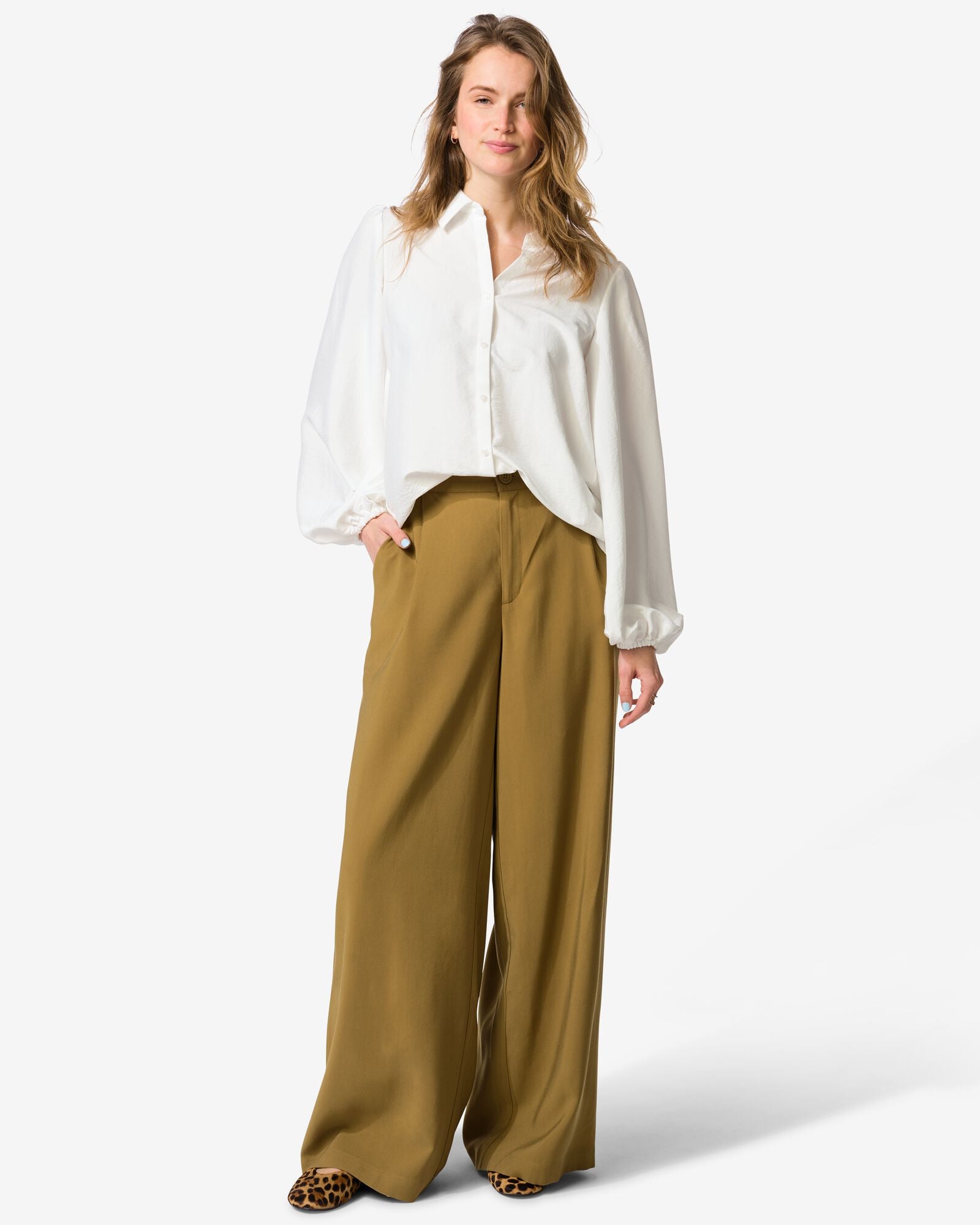 damesbroek Sarie regular fit groen groen - 36207620GREEN - HEMA