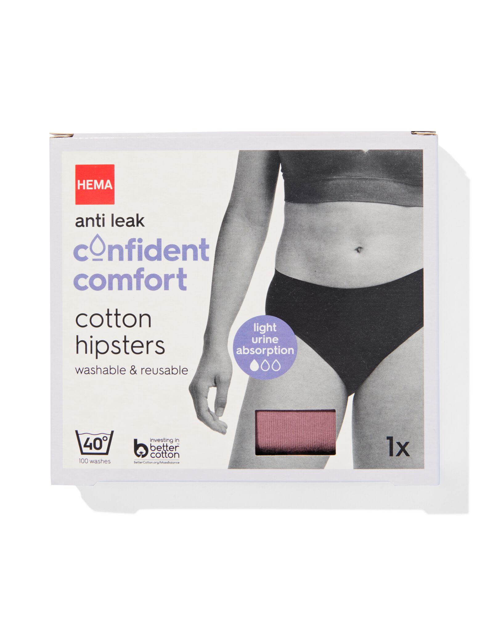 hipster &eacute;tanche coton pour fuites urinaires l&eacute;g&egrave;res vieux rose vieux rose - 19650691OLDPINK - HEMA