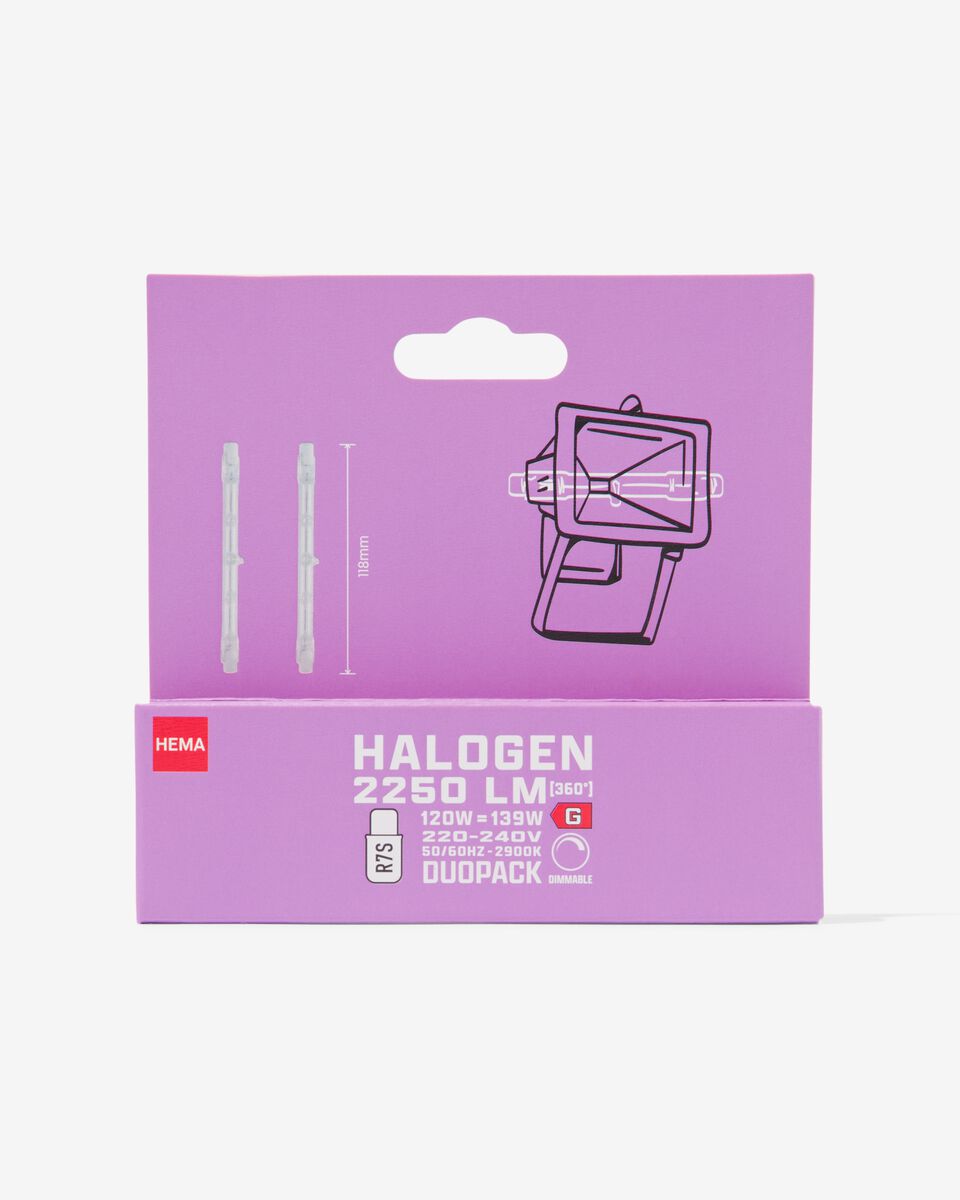 Halogenlampe, R7S, 120 W, 2250 lm, 118 mm, Duodim - 20070004 - HEMA