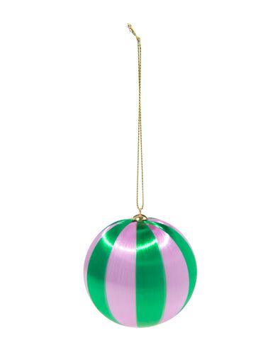 boule de No&euml;l 6,9cm satin rayures lilas-vert - 25101447 - HEMA