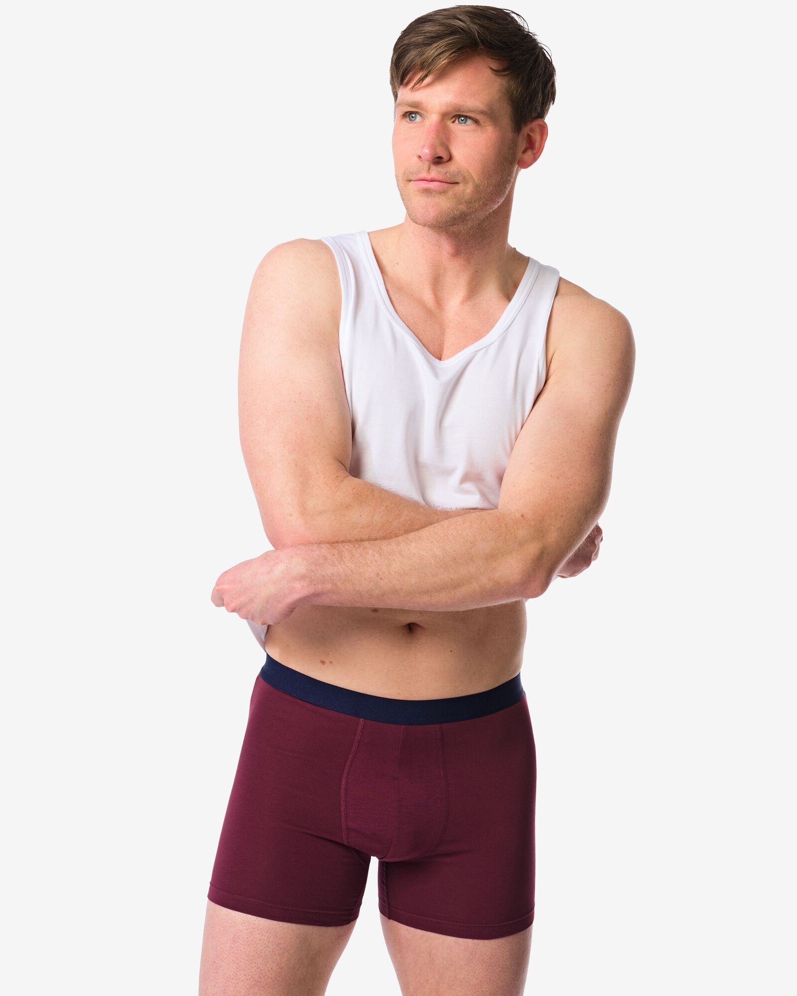 herenboxers - 3 stuks donkerrood donkerrood - 19168340DARKRED - HEMA