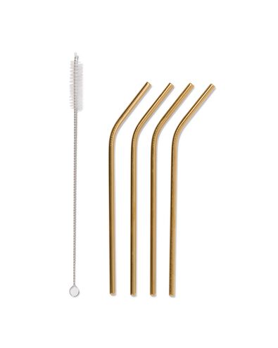 rvs rietjes goudkleurig - 4 stuks - 14200364 - HEMA