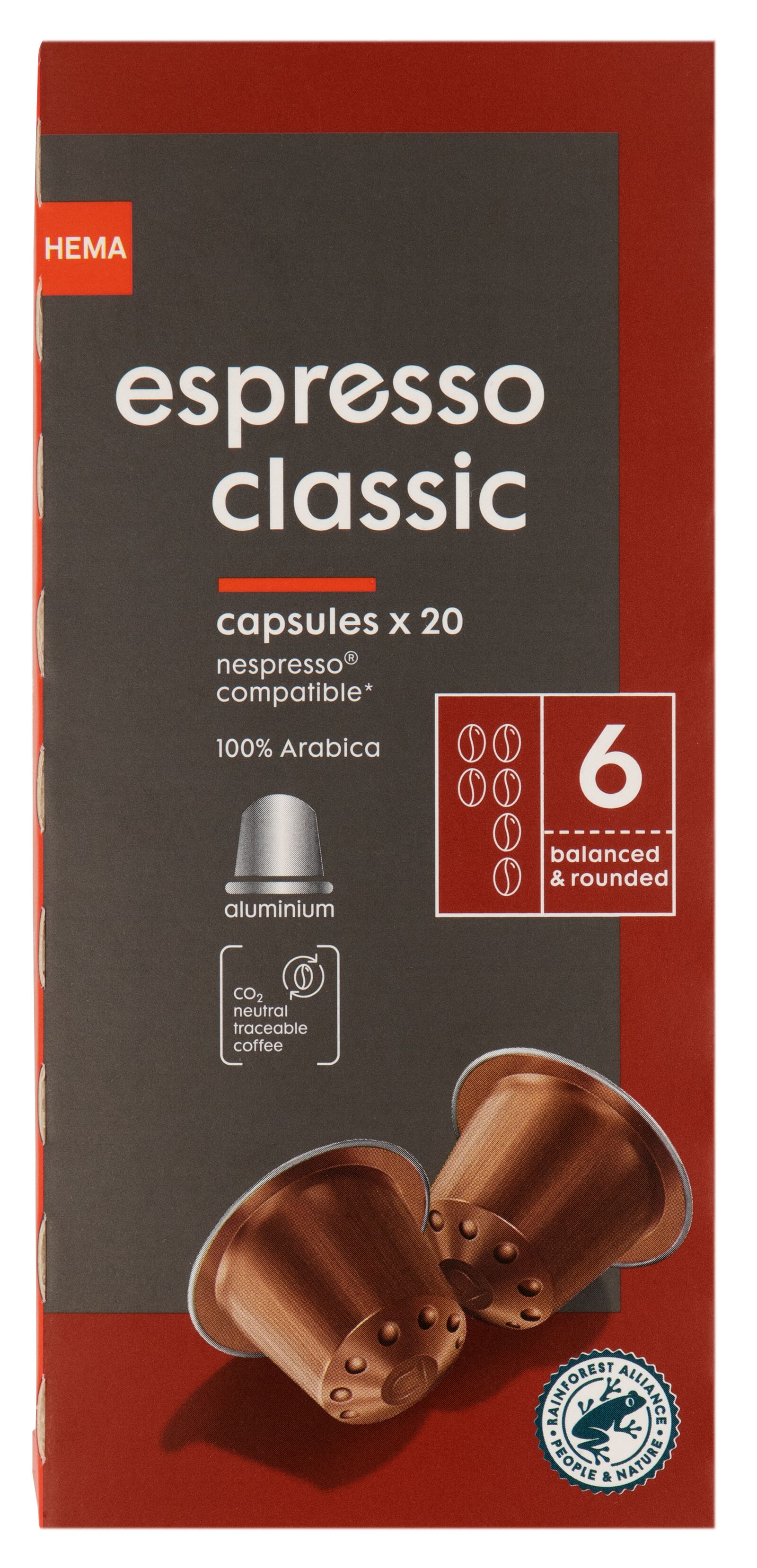 20 capsules de café espresso classic - 17180014 - HEMA