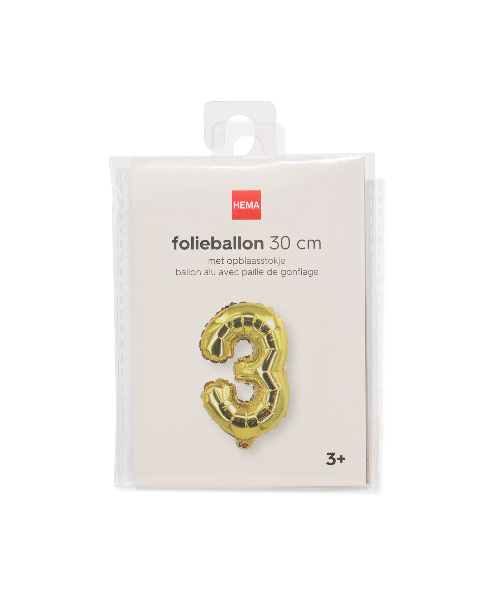 Folienballon Zahl 3, 30 cm, Gold - 14260024 - HEMA