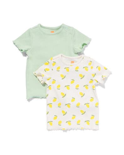 2 t-shirts bébé côtelés citron vert menthe 80 - 33046954 - HEMA