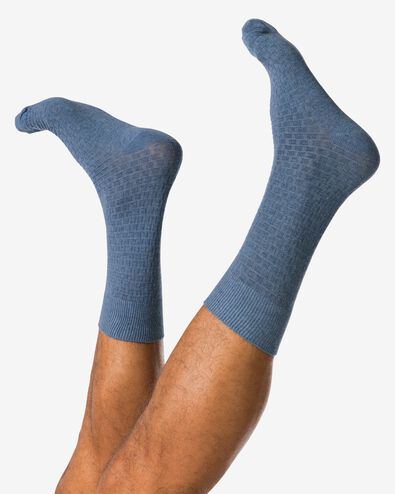 herensokken structuur middenblauw middenblauw - 4150585MIDBLUE - HEMA