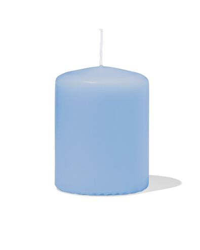 bougie cylindrique ⌀ 7 x 9 cm lisse bleu clair - 13509065 - HEMA