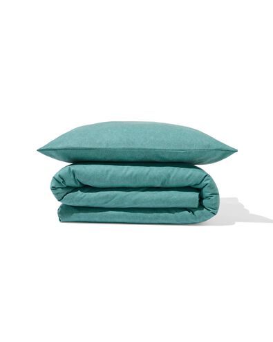 housse de couette 140x200/220cm flanelle m&eacute;lange vert - 5700210 - HEMA