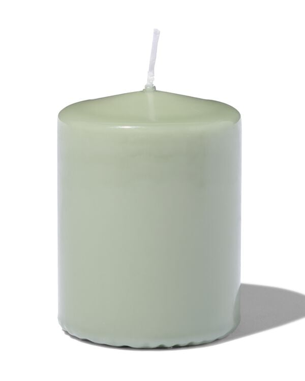 grosse bougie 7 x 8 cm stri&eacute;e vert clair - 13509016 - HEMA