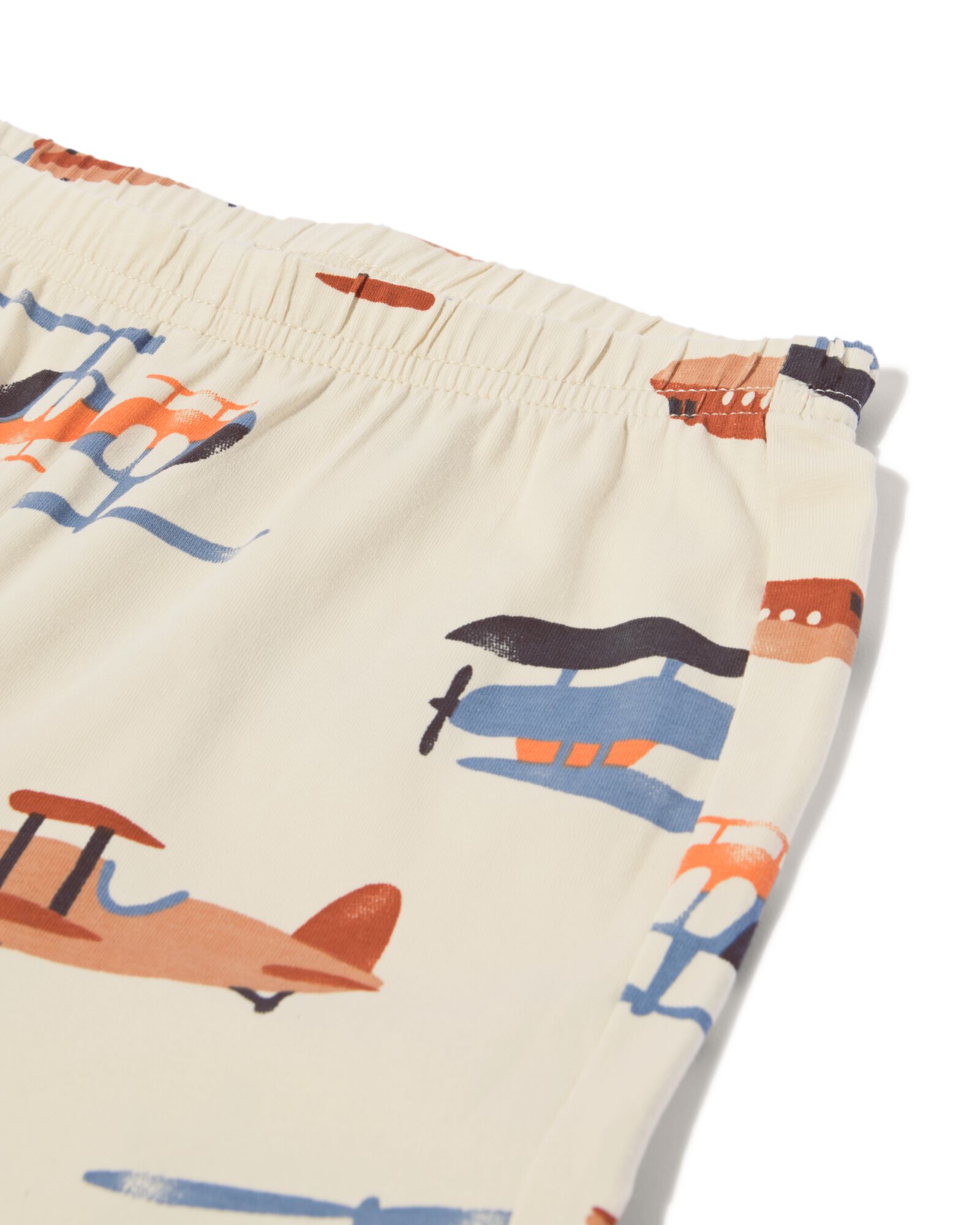 Kinderpyjama Stretch-Baumwolle Flugzeug und Puppennachthemd eierschalenfarben - 23080640OFFWHITE - HEMA