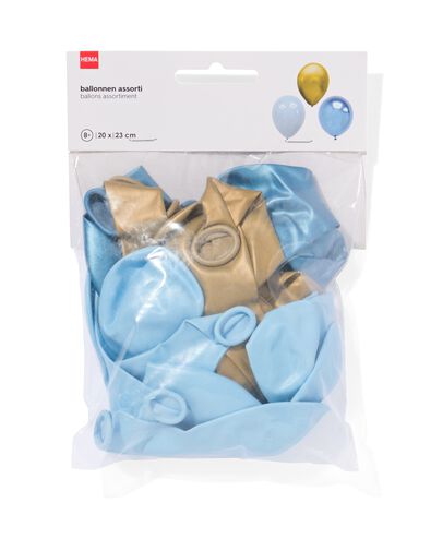 ballonnen &Oslash;23cm blauw-goud - 20 stuks - 14250021 - HEMA