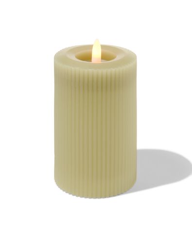 bougie nervur&eacute;e LED avec cire &Oslash;7.5x12.5 vert clair - 13550058 - HEMA