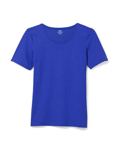 t-shirt femme slim fit col rond - manche courte bleu M - 36350562 - HEMA