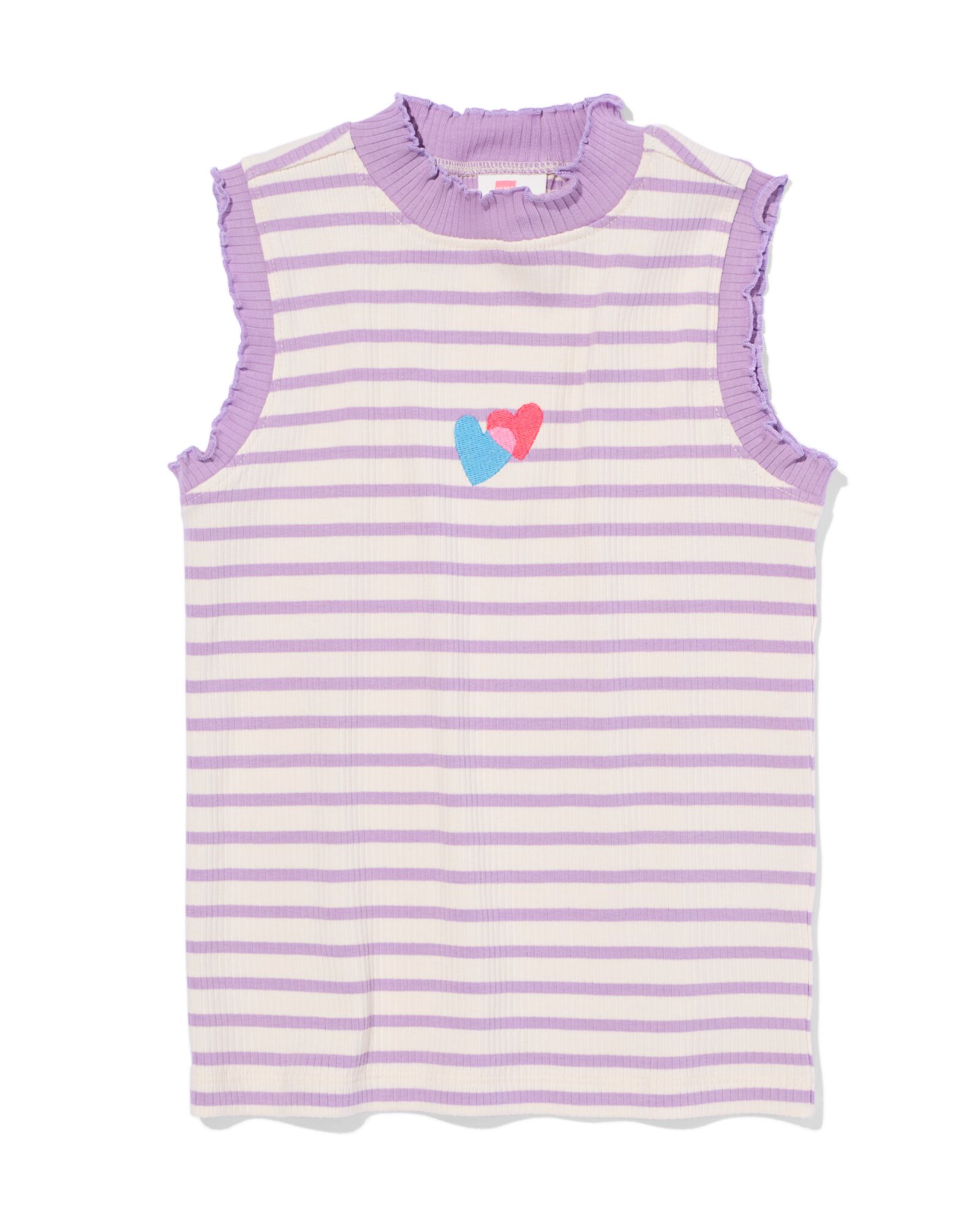 kindersinglet rib jersey hartjes lichtpaars lichtpaars - 30827206LIGHTPURPLE - HEMA