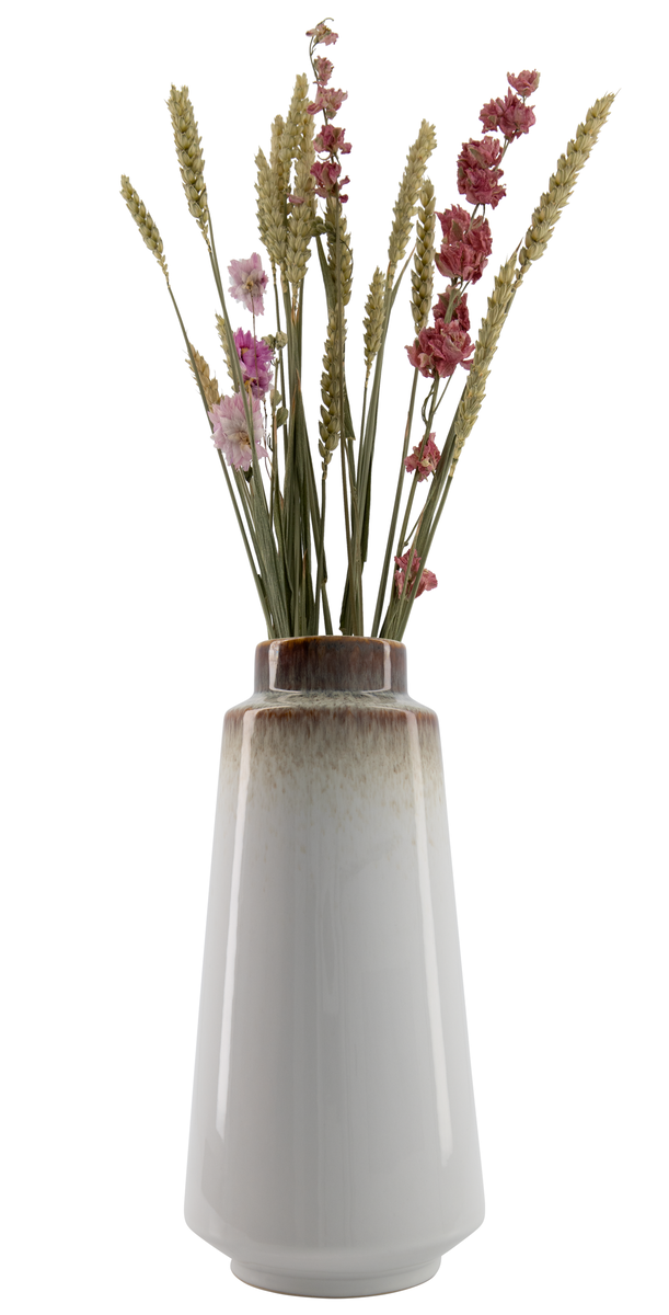 vase Ø14x30 céramique blanc/marron - 13321124 - HEMA
