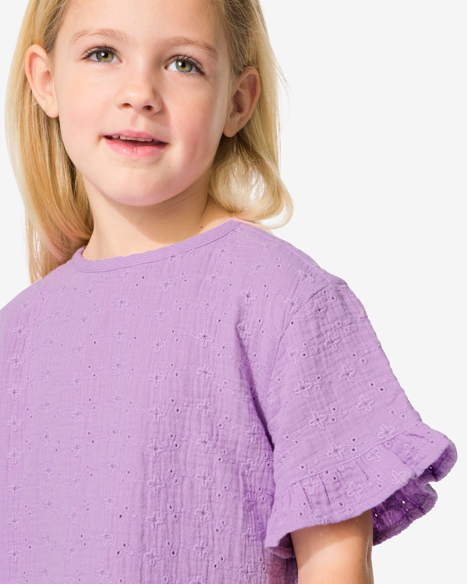 Kinderbluse mit Stickerei lila - 30856507LILAC - HEMA