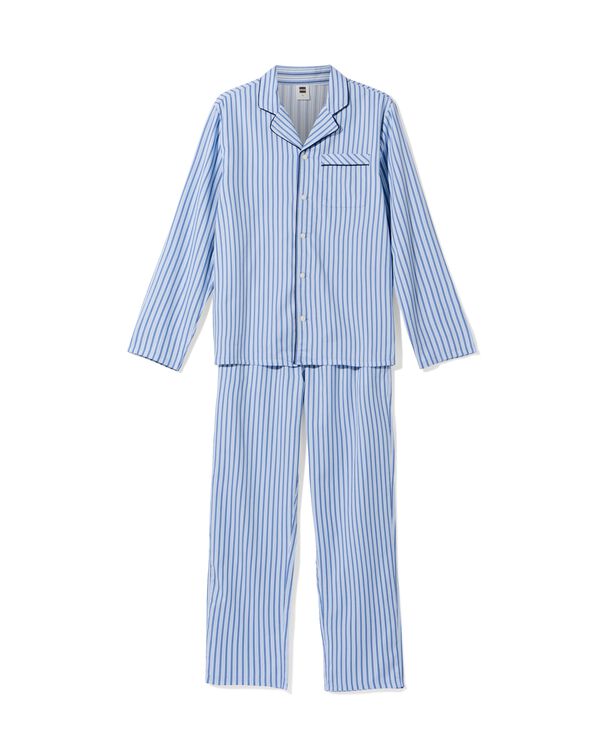 Herren-Pyjama Palle, Popeline, gestreift mittelblau mittelblau - 23686210MIDBLUE - HEMA