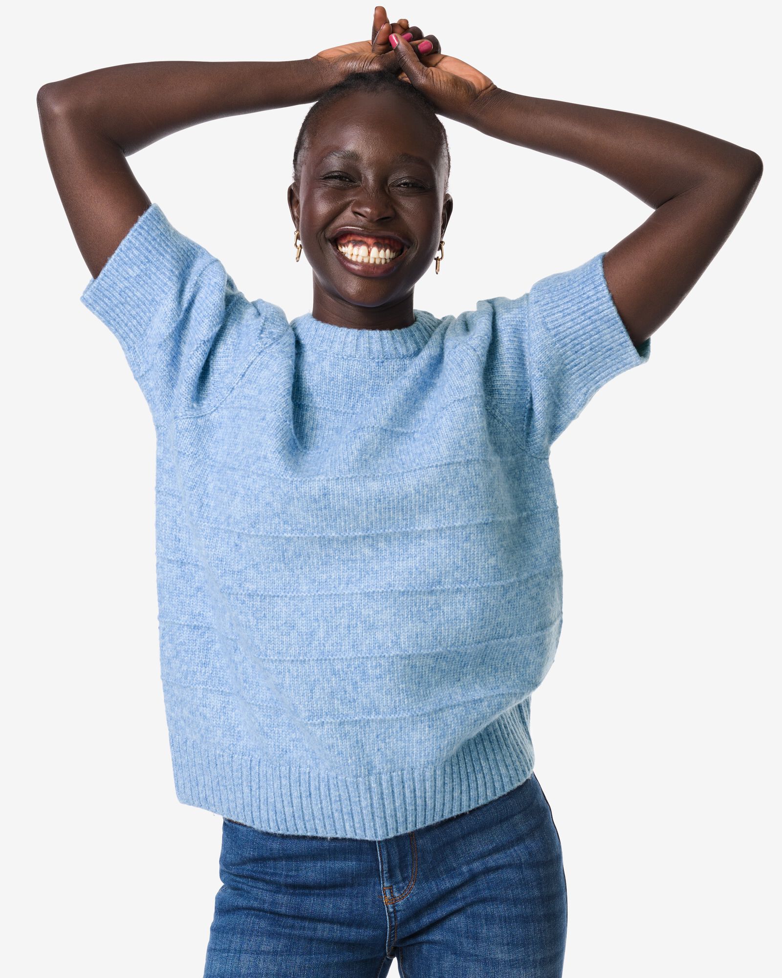 pull femme Fyra en maille bleu bleu - 36207260BLUE - HEMA