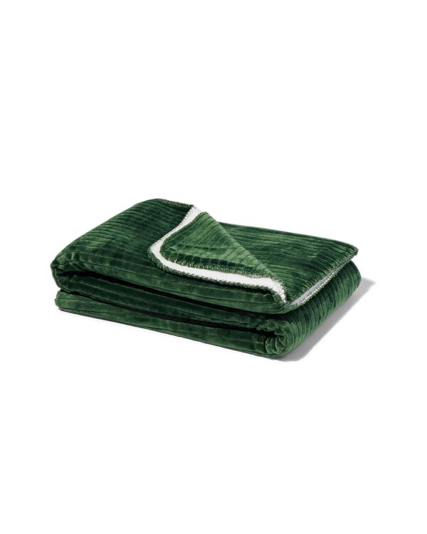 woonplaid fleece/sherpa 130x150 groen - 7323051 - HEMA