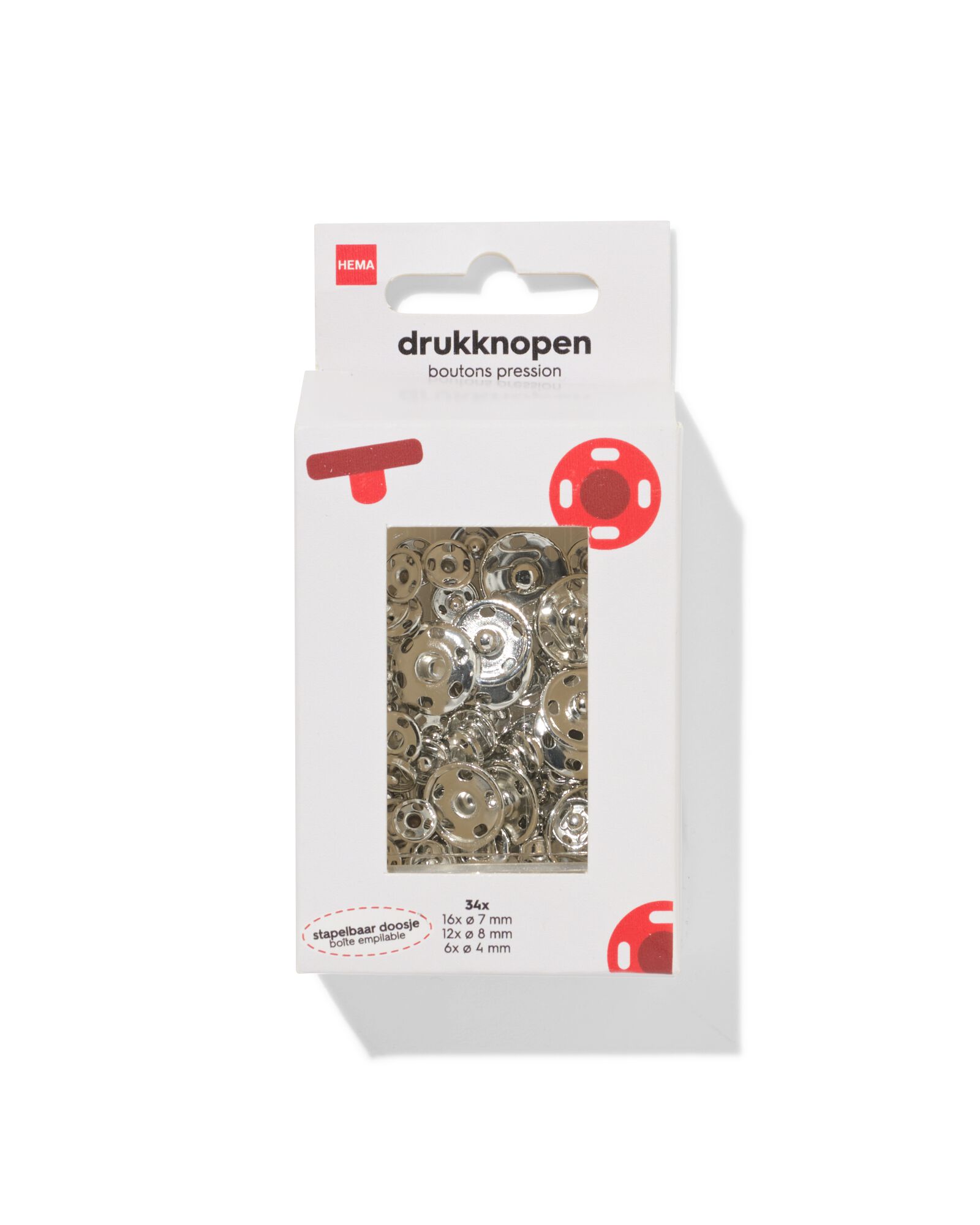 drukknopen nikkelvrij zilver - 34 stuks