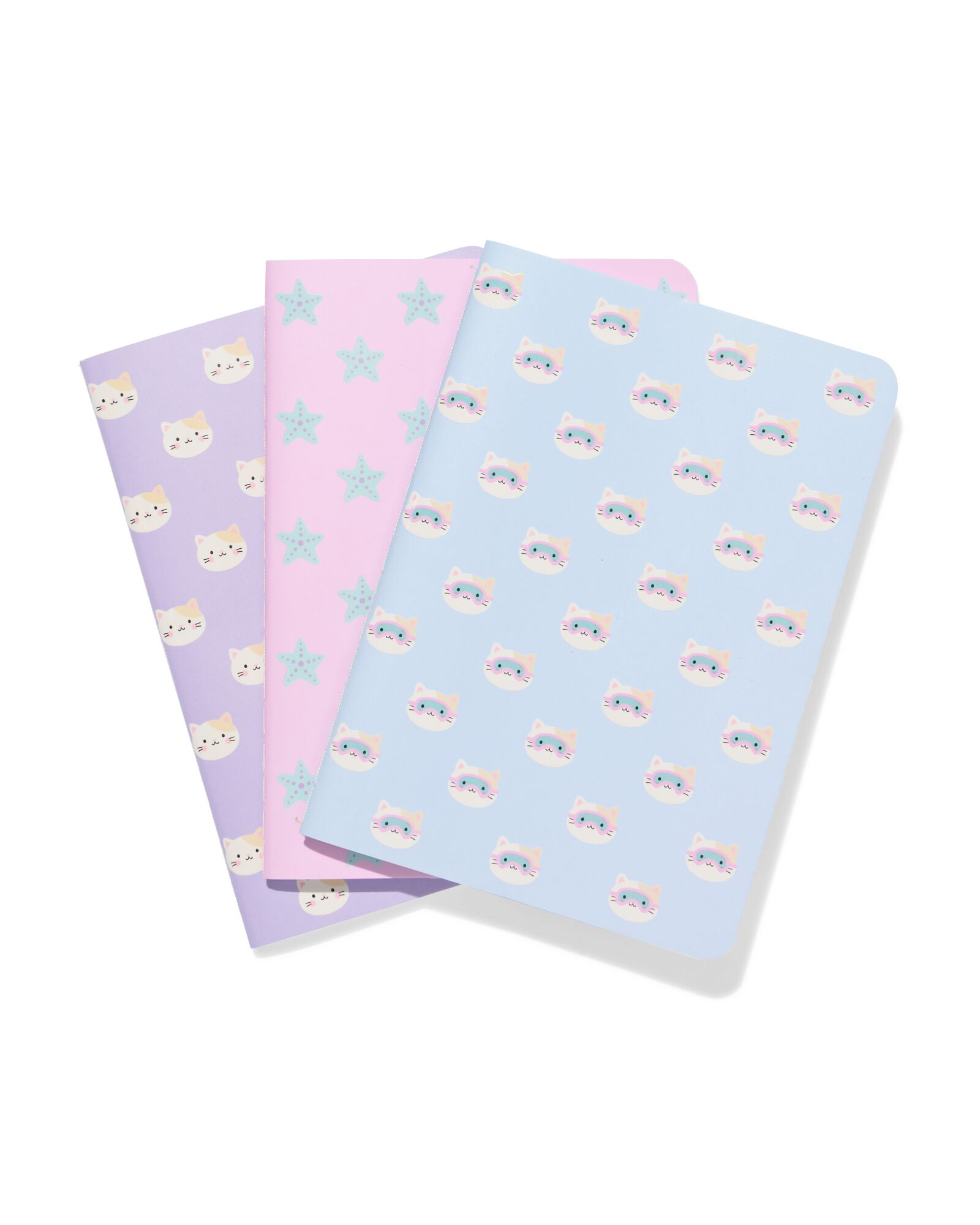 schriften A6 gelinieerd katten - 3 stuks - 14102213 - HEMA