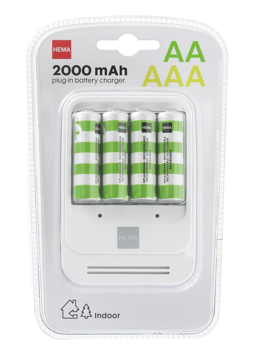 chargeur de batterie avec 4 piles AA comprises - 41290279 - HEMA
