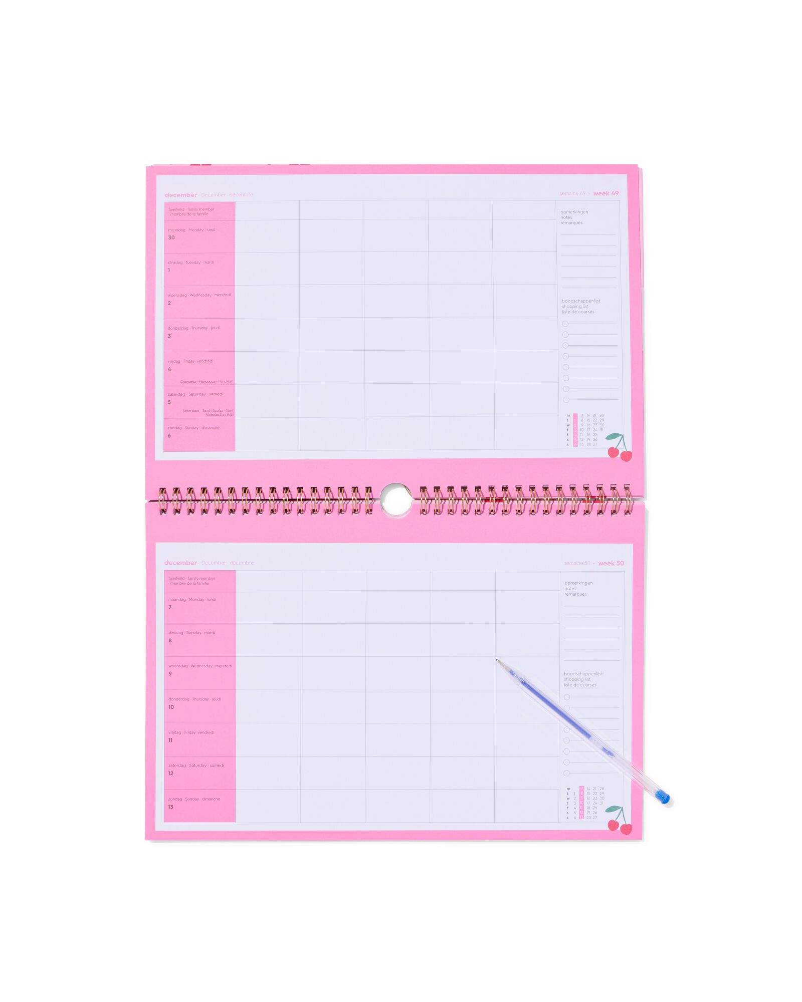 agenda familial 2026-2027 31x21,8cm cerises  - 14505672 - HEMA
