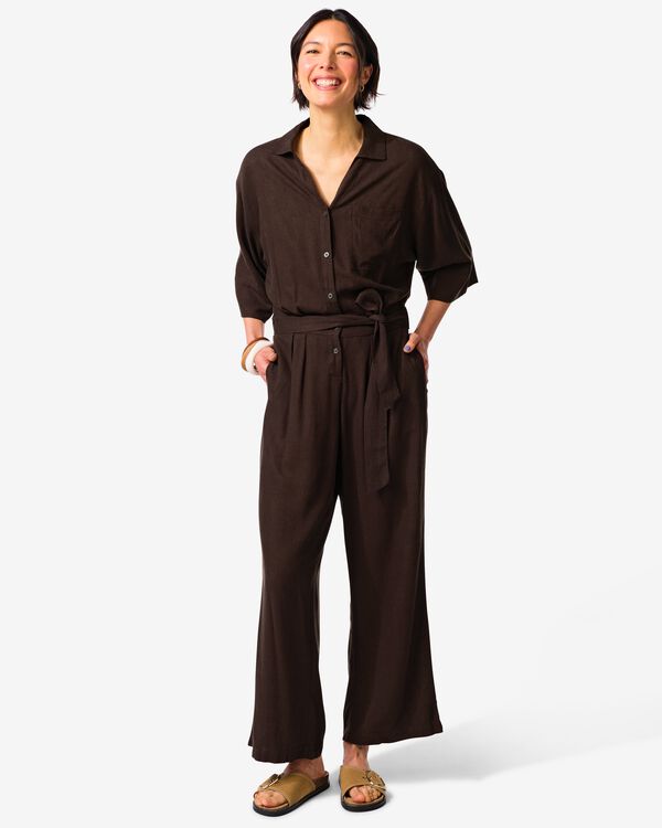 damesjumpsuit Dawn donkerbruin donkerbruin - 36208140DARKBROWN - HEMA