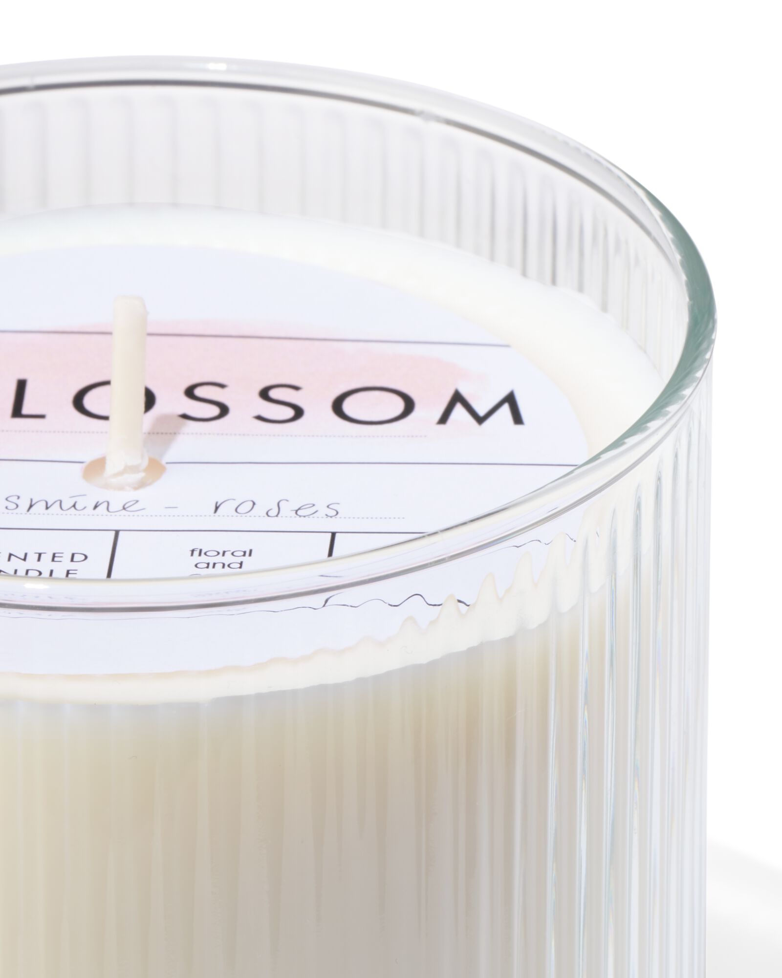 bougie parfum&eacute;e en verre nervur&eacute; &Oslash;10x10 blossom - 13502388 - HEMA