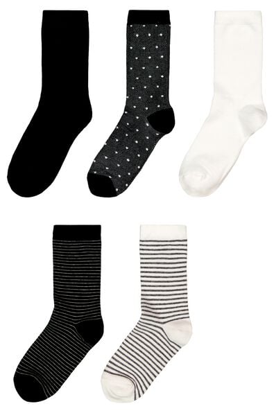 chaussettes femme - 5 paires noir 39/42 - 4250317 - HEMA