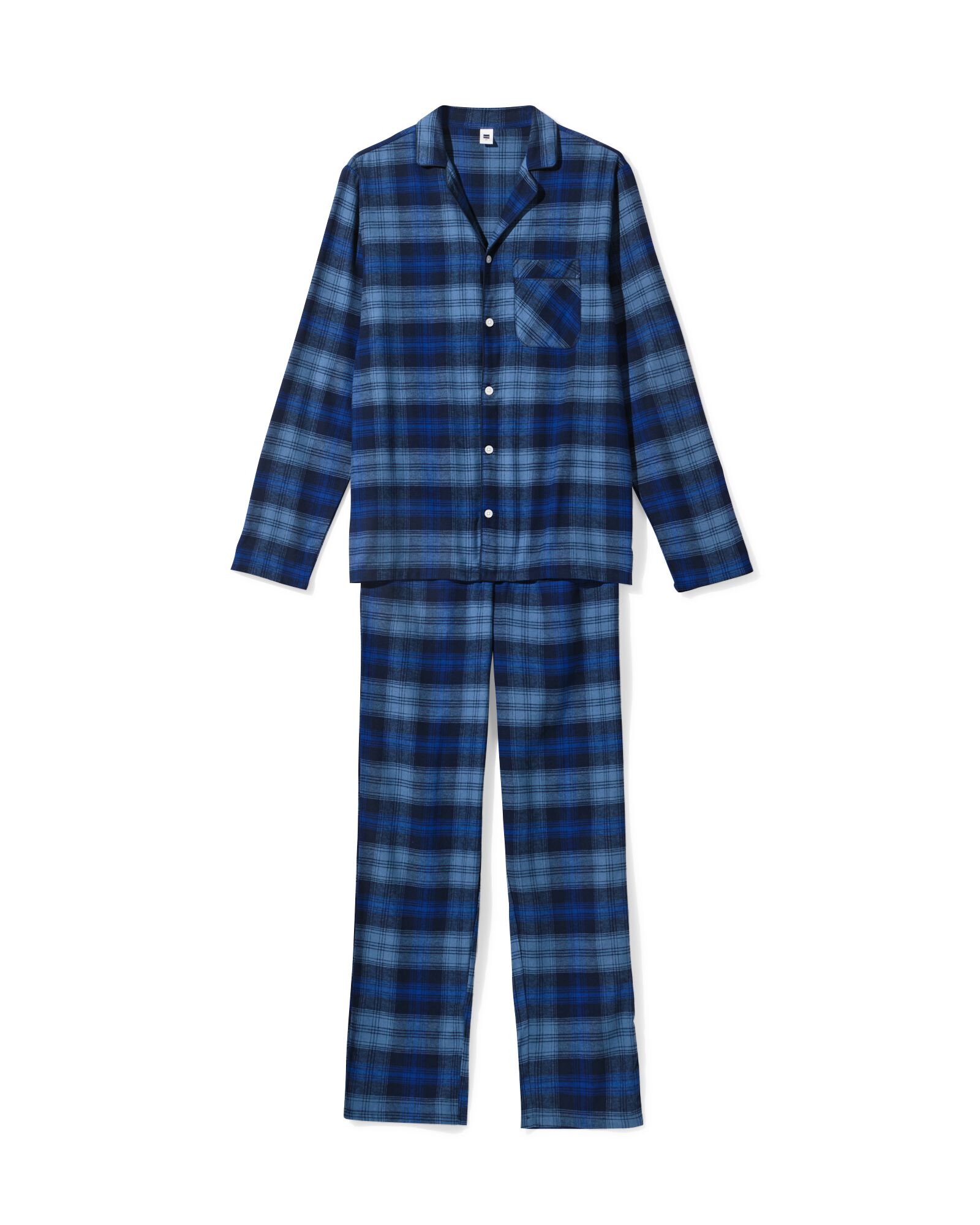 herenpyjama flanel ruiten blauw blauw - 23634430BLUE - HEMA