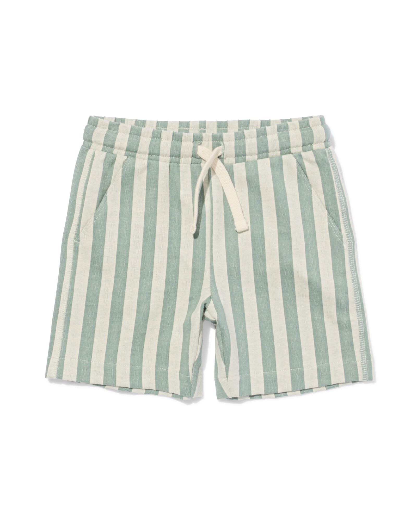 kindershort regular fit sweatstof strepen groen groen - 30718204GREEN - HEMA