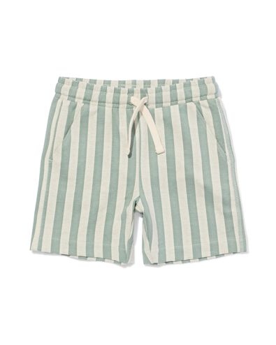 kindershort regular fit sweatstof strepen groen groen - 30718204GREEN - HEMA