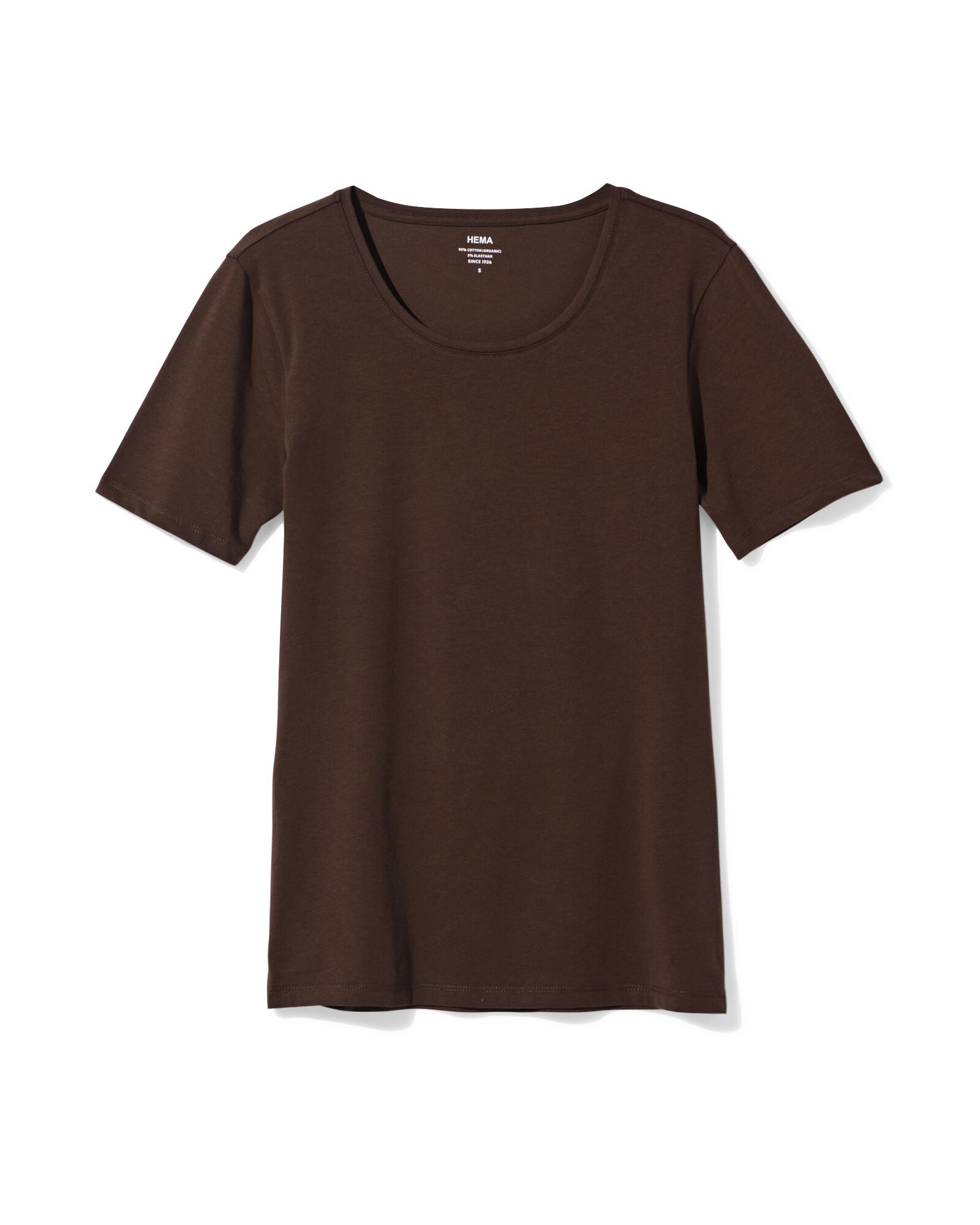 dames T-shirt slim fit o-hals  bruin bruin - 36310320BROWN - HEMA