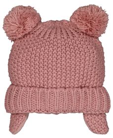 Baby-Strickmütze mit Ohrwärmern rosa rosa - 1000028678 - HEMA