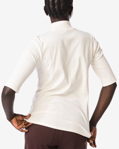 dames T-shirt Clara rib wit wit - 36207680WHITE - HEMA